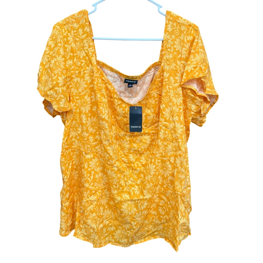 Torrid 2X Iceland Poppy Floral Challis Sweetheart Short Sleeve Top Plus Size